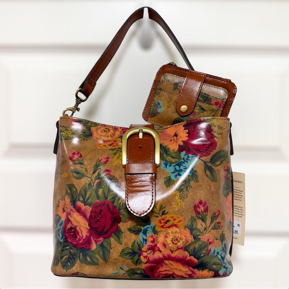 Patricia Nash Bucket Bag Vintage Leather Floral with Matching Wallet NWT